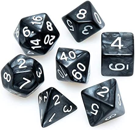 Conjunto de Dados para Rpg Preto com N° Branco Conjunto de Dados para Rpg Preto com N° Branco
